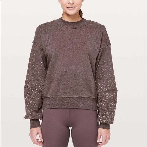 NWT New LULULEMON x SOULCYCLE Reflective To The Beat Sweatshirt Antique Bark 8 - Picture 1 of 6